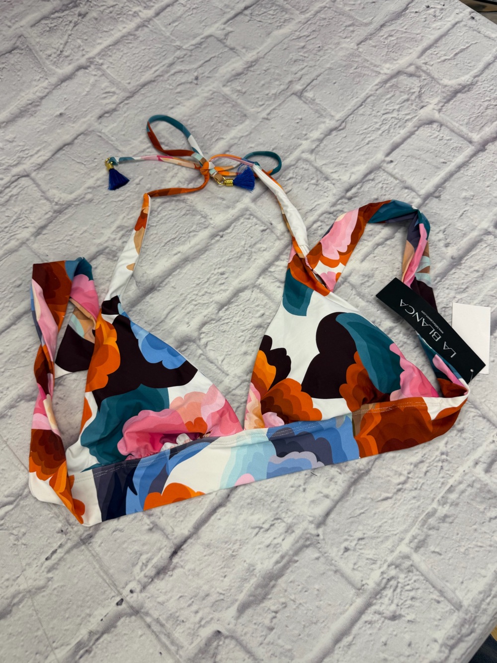 LA BLANCA Banded Halter Top Floral Sz 8 NWT's Beach Pool Swim‎ Resortwear Luxury